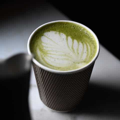 Green Matcha tea in bakehouse